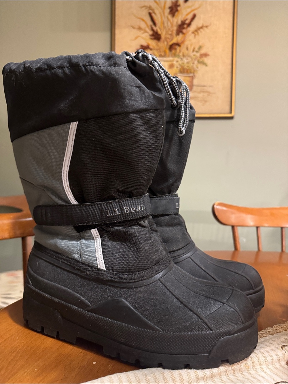 L.L. Bean Kids' Black and Gray Insulated Snow Boots